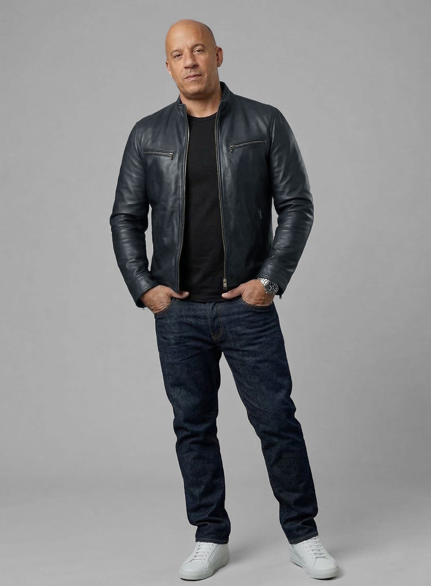 Dark Blue Vin Diesel Fast And Furious 6 Leather Jacket