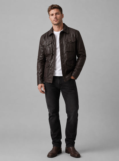 Dark Brown Jensen Ross Ackles Supernatural Season 7 Leather Jacket
