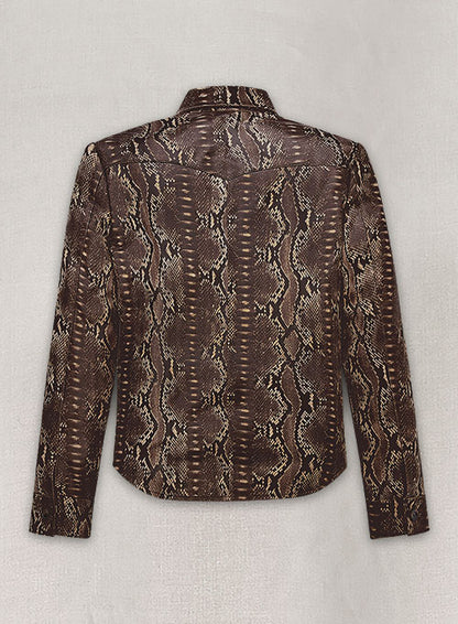 Dark Brown Python Classic Leather Shirt - LeatherCult