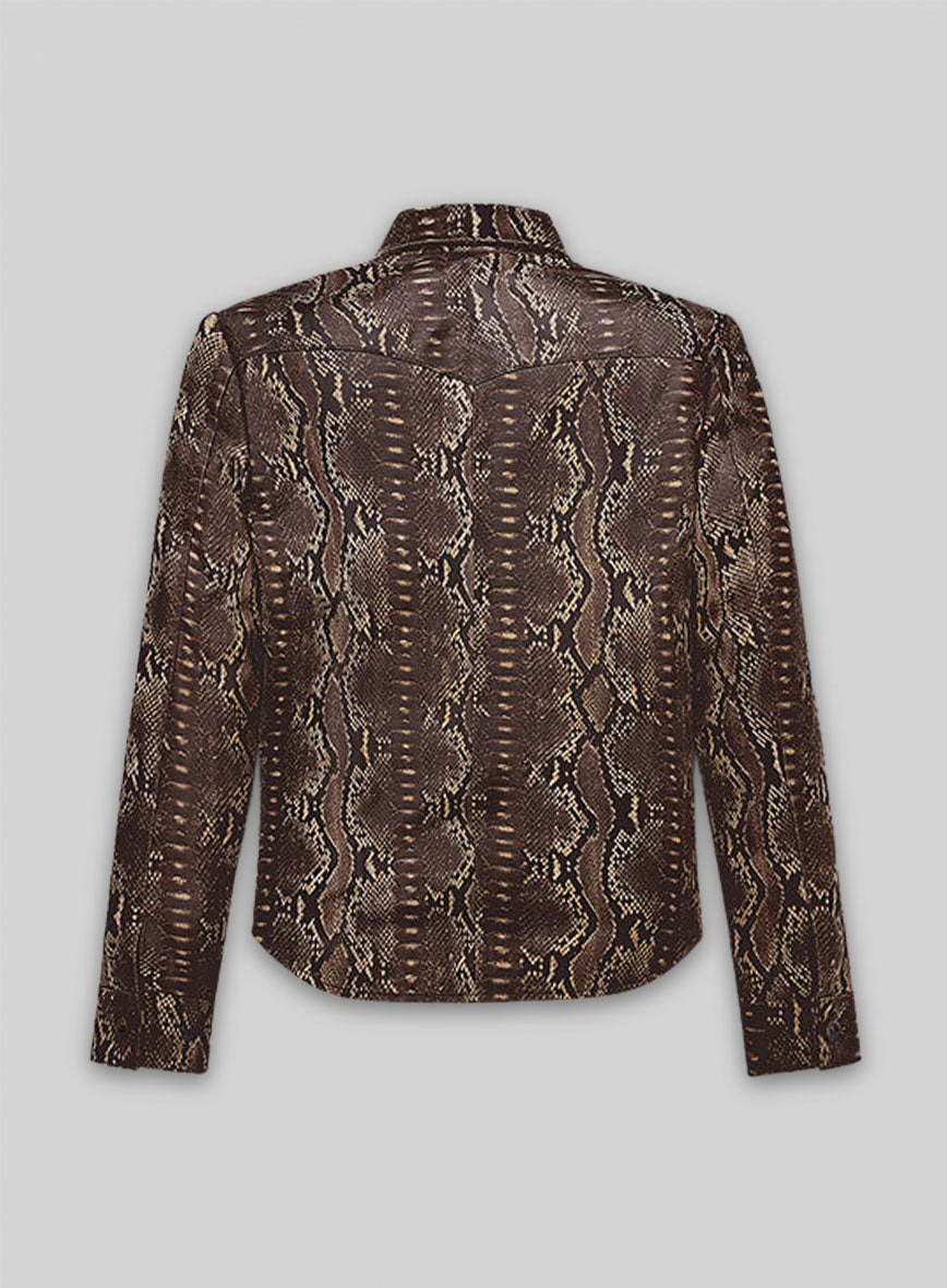 Dark Brown Python Classic Leather Shirt