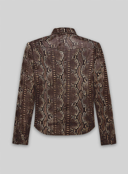 Dark Brown Python Classic Leather Shirt