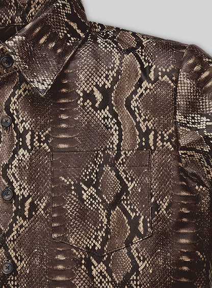 Dark Brown Python Classic Leather Shirt