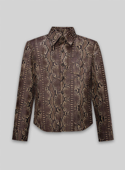 Dark Brown Python Classic Leather Shirt