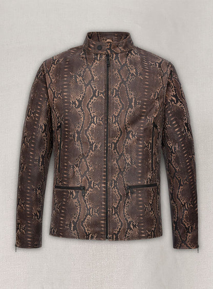 Dark Brown Python Jason Momoa Fast-X Leather Jacket - LeatherCult