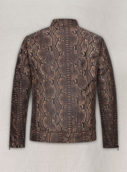 Dark Brown Python Jason Momoa Fast-X Leather Jacket - LeatherCult