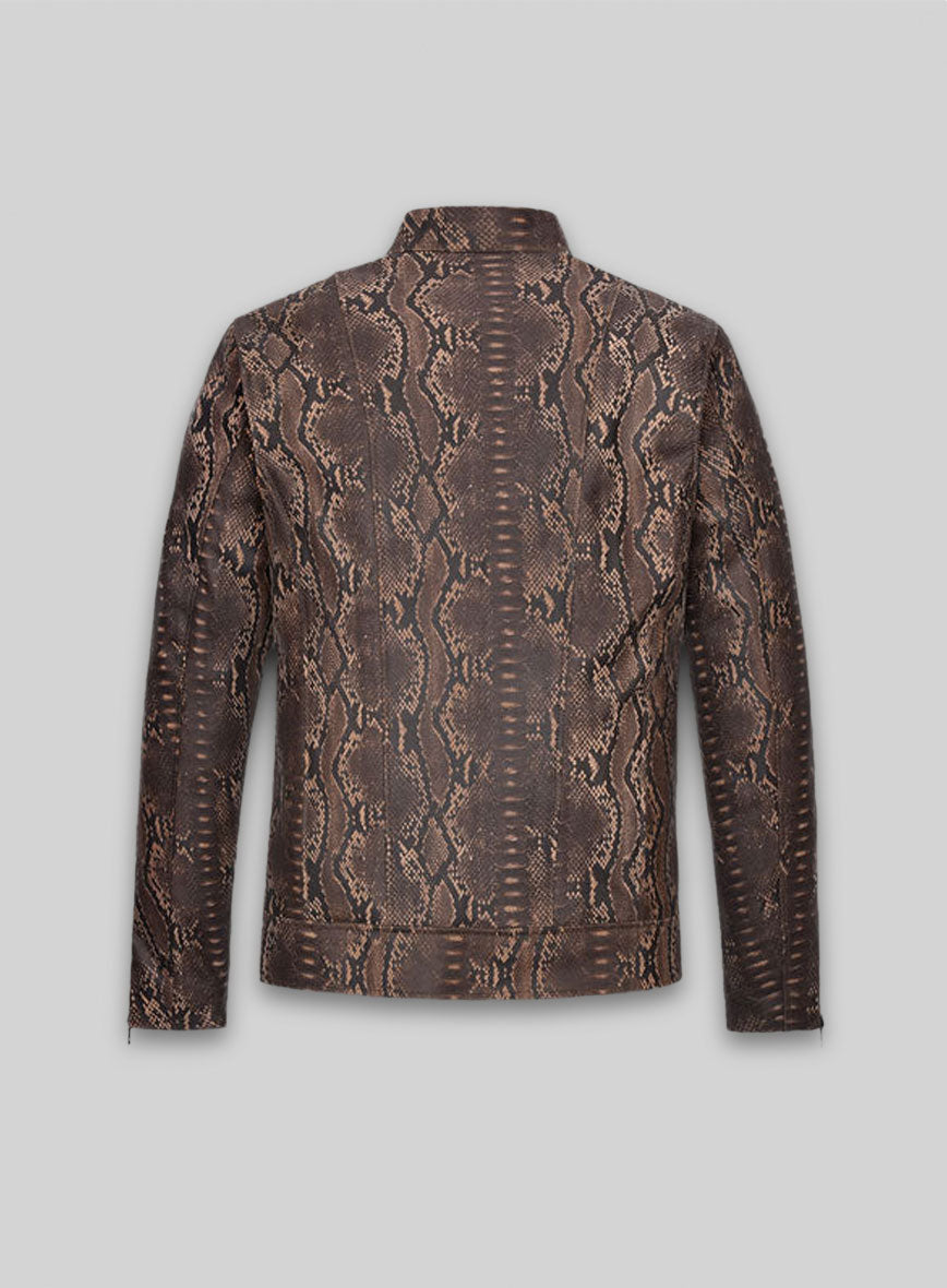 Dark Brown Python Jason Momoa Fast-X Leather Jacket