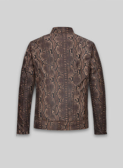 Dark Brown Python Jason Momoa Fast-X Leather Jacket