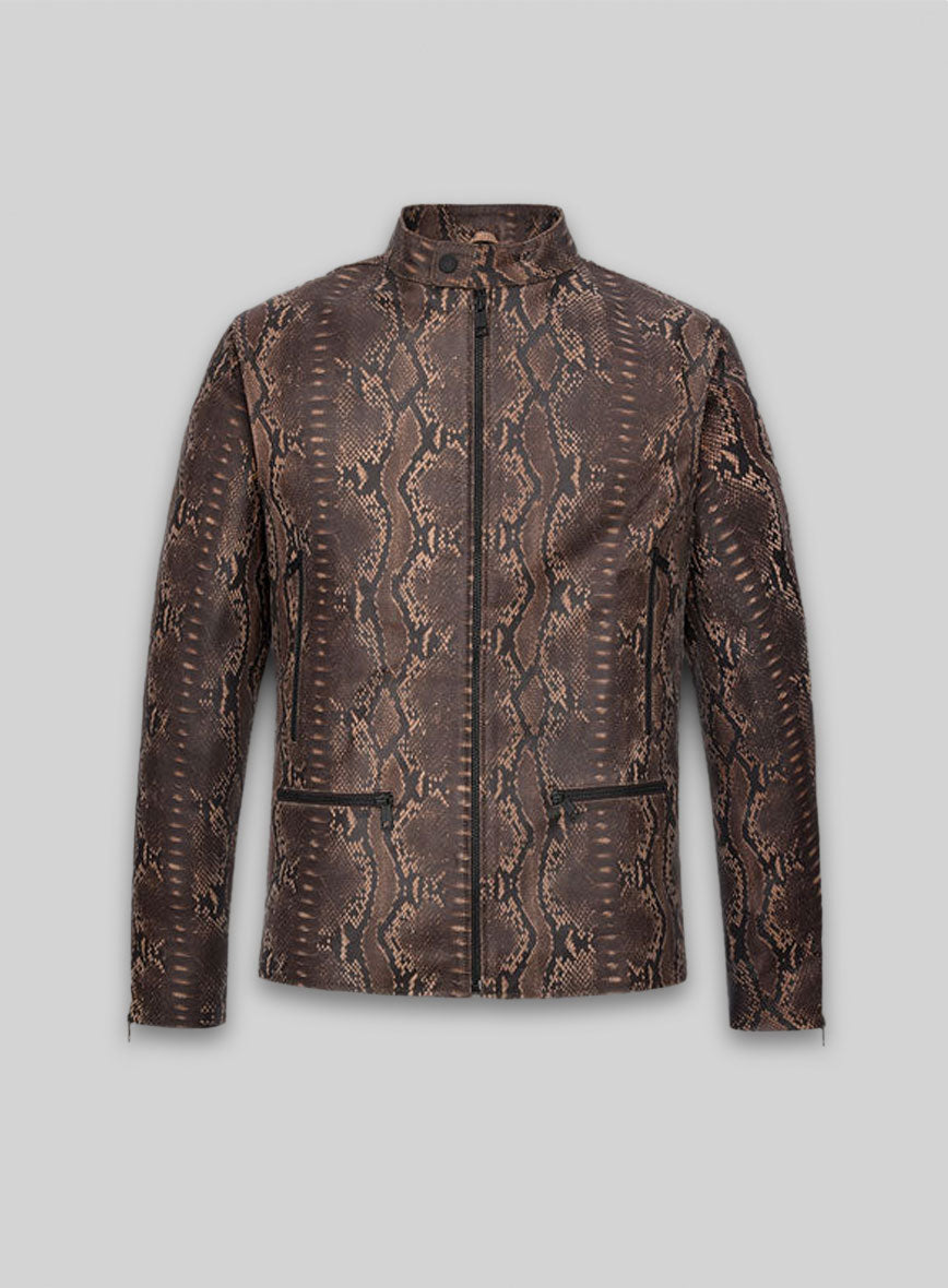 Dark Brown Python Jason Momoa Fast-X Leather Jacket