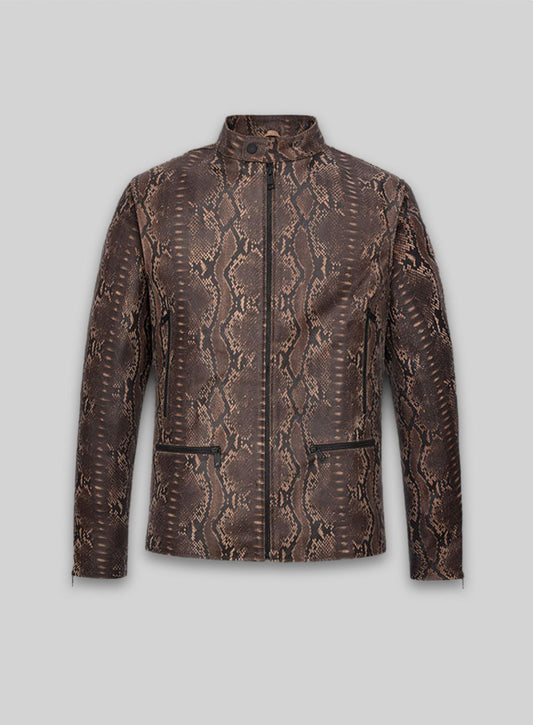 Dark Brown Python Jason Momoa Fast-X Leather Jacket