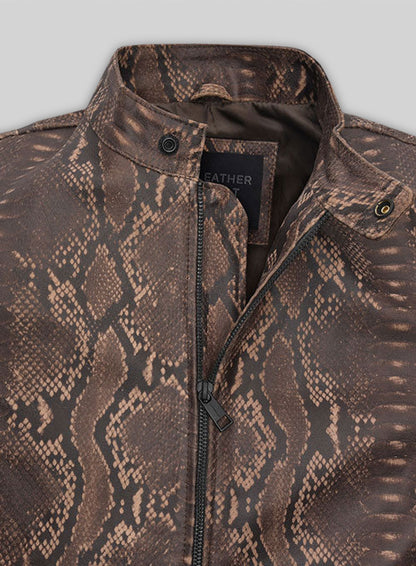 Dark Brown Python Jason Momoa Fast-X Leather Jacket