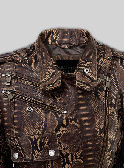 Dark Brown Python Leather Jacket # 280