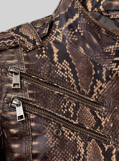 Dark Brown Python Leather Jacket # 280