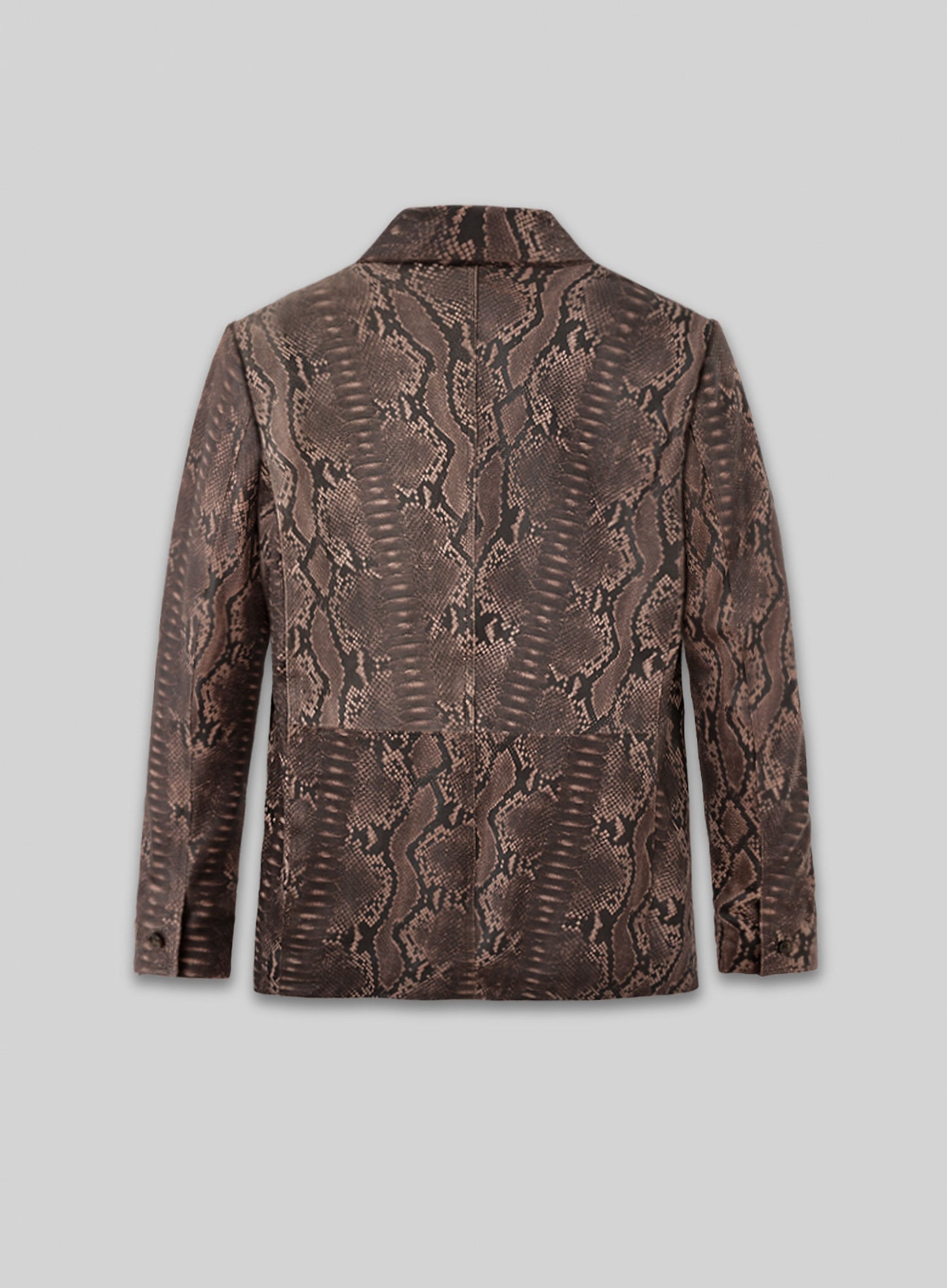 Dark Brown Python Zipper Leather Blazer #3