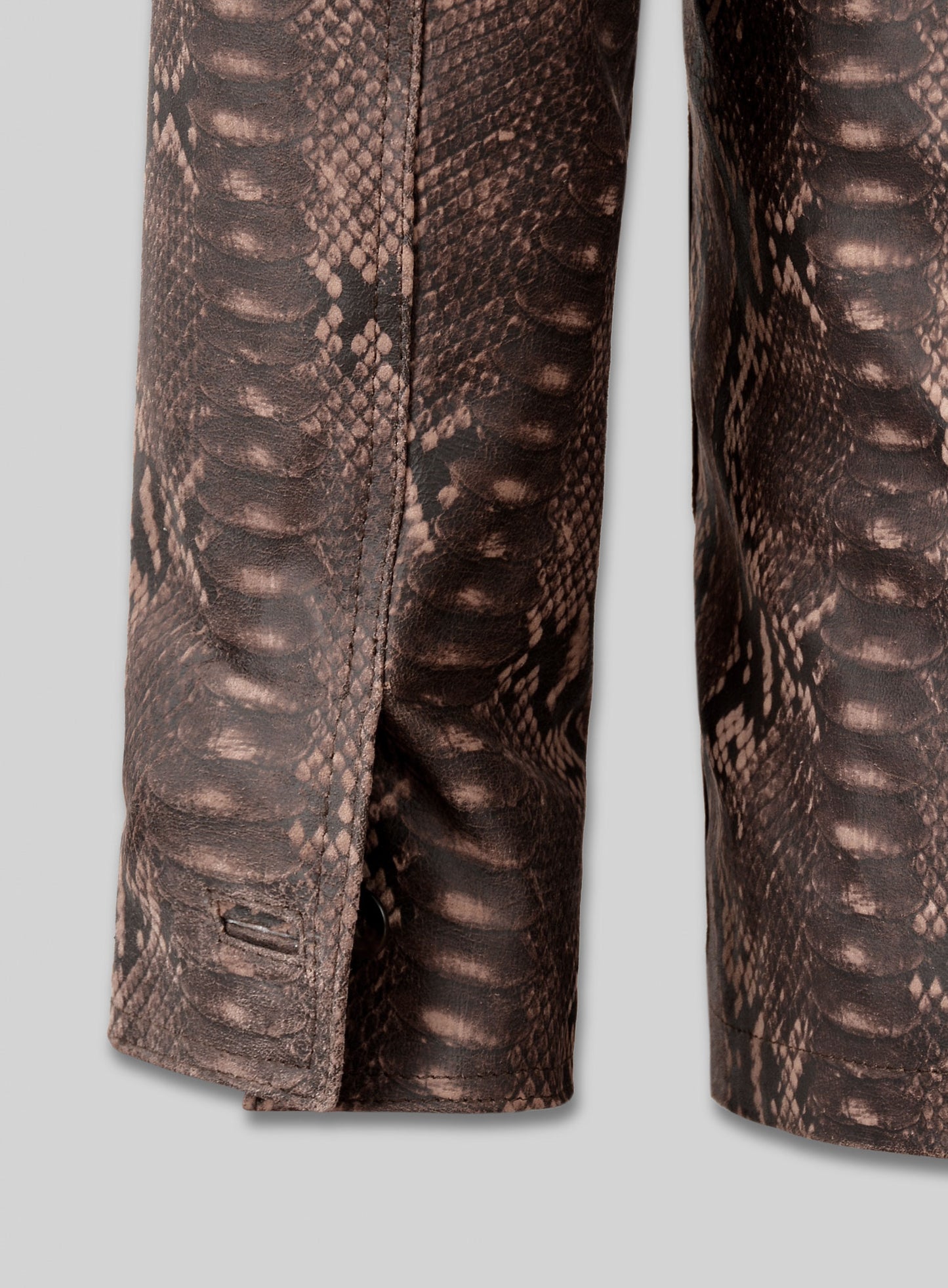 Dark Brown Python Zipper Leather Blazer #3
