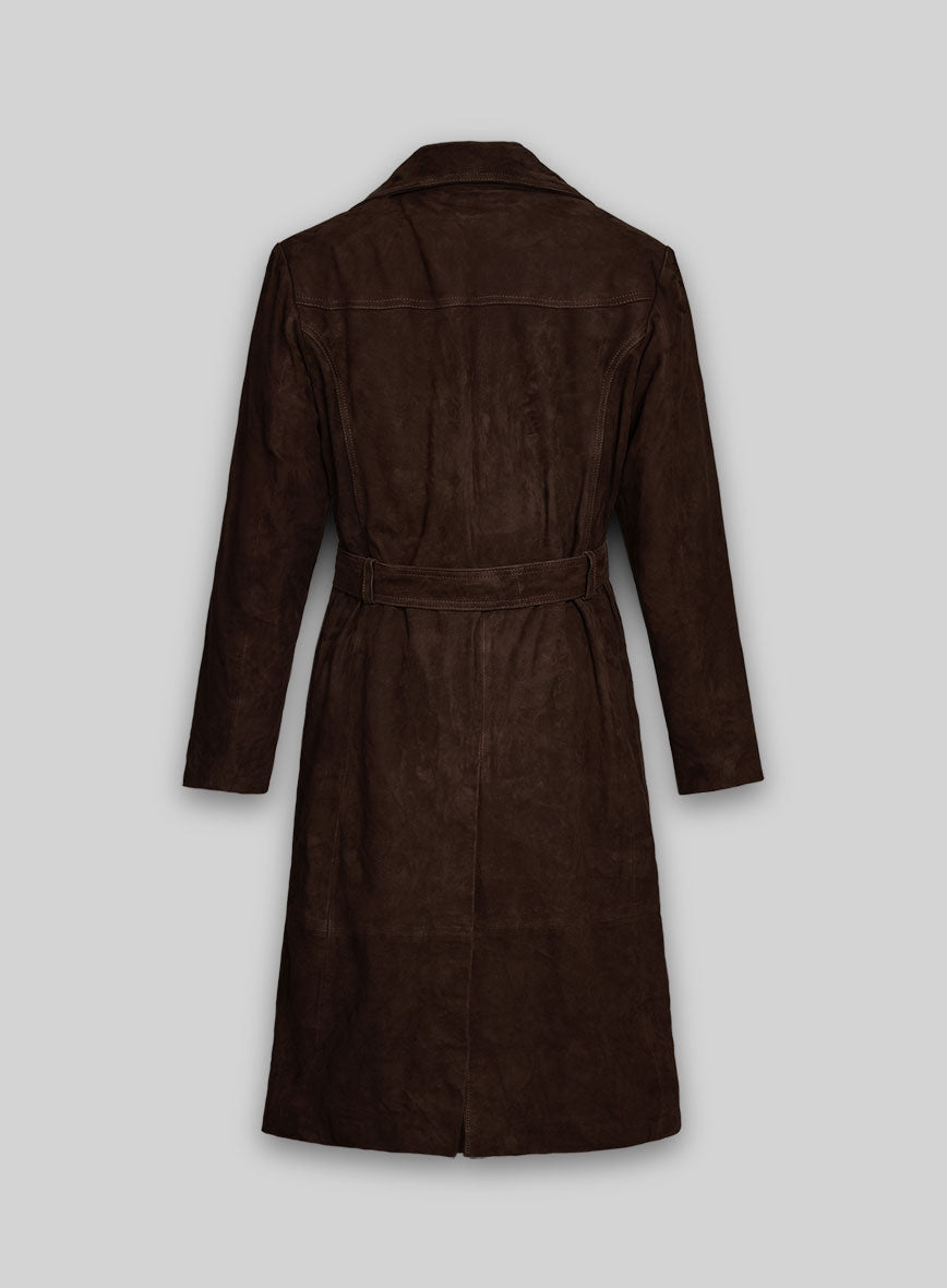 Dark Brown Suede Alpine Leather Long Coat – LeatherCult