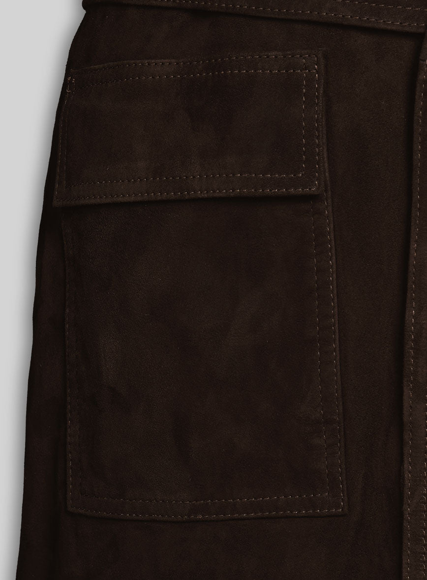 Dark Brown Suede Alpine Leather Long Coat