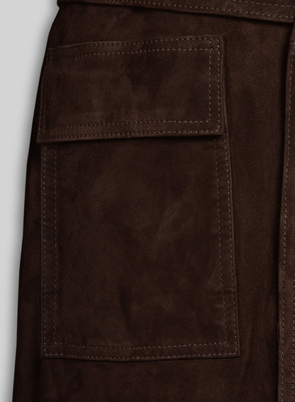 Dark Brown Suede Alpine Leather Long Coat