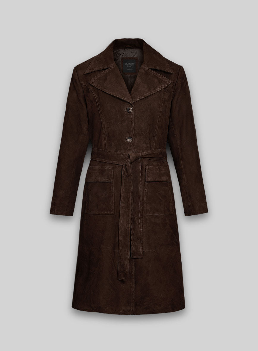 Dark Brown Suede Alpine Leather Long Coat – LeatherCult