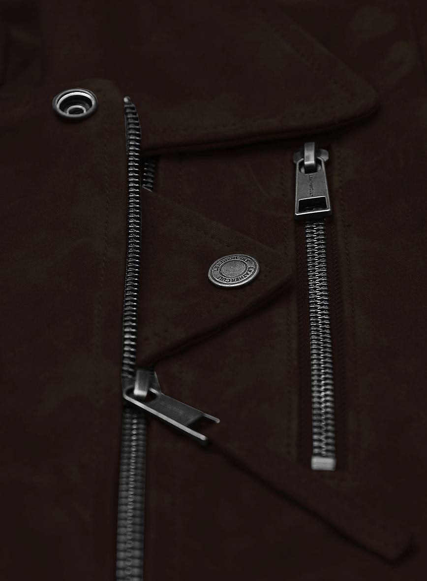 Dark Brown Suede Vanessa Hudgens Leather Jacket #3