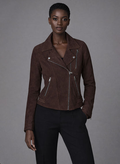 Dark Brown Suede Vanessa Hudgens Leather Jacket #3