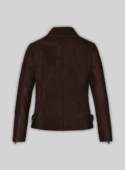 Dark Brown Suede Vanessa Hudgens Leather Jacket #3