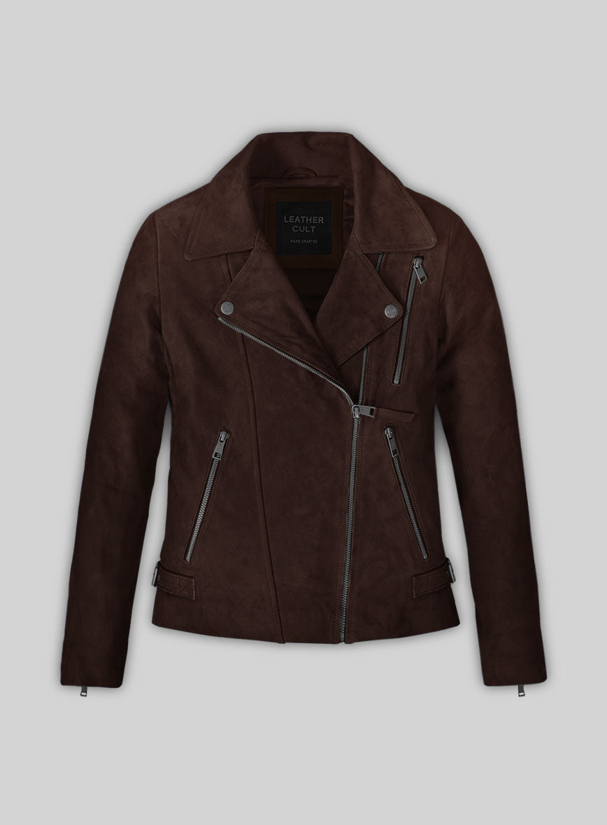 Dark Brown Suede Vanessa Hudgens Leather Jacket #3