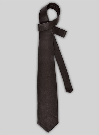 Dark Brown Leather Tie - LeatherCult