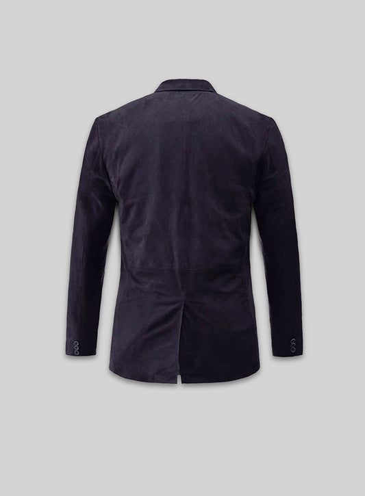 Dark Slate Purple Suede Leather Blazer