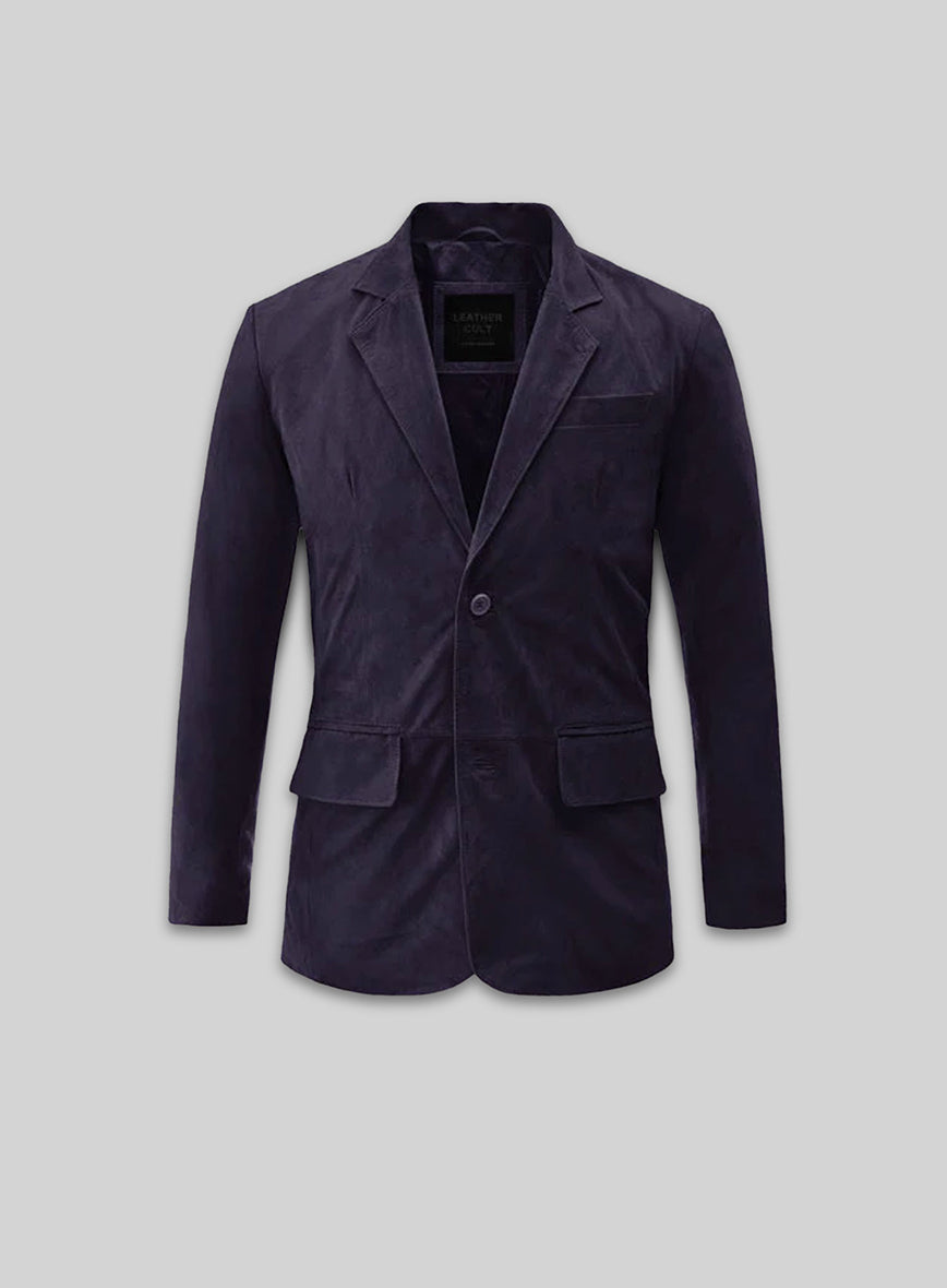 Dark Slate Purple Suede Leather Blazer