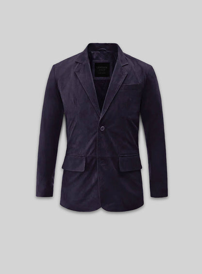 Dark Slate Purple Suede Leather Blazer