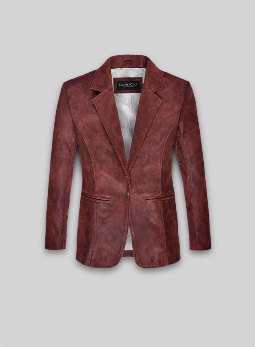 Dark Vintage Red Ali Larter Resident Evil Leather Blazer