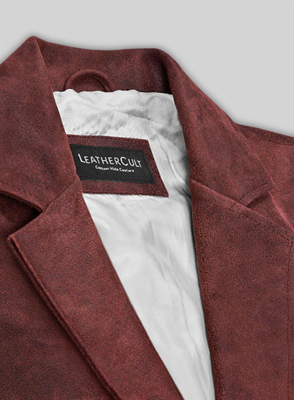 Dark Vintage Red Ali Larter Resident Evil Leather Blazer