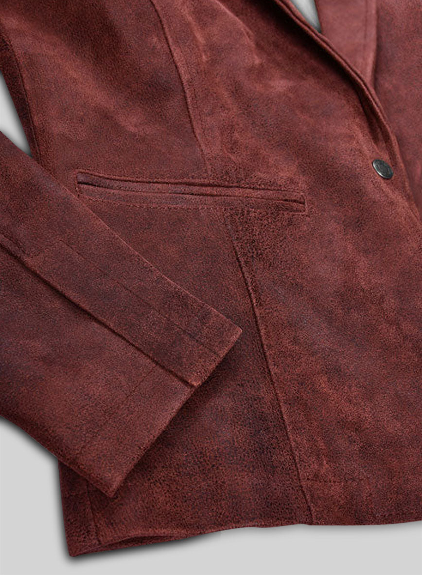 Dark Vintage Red Ali Larter Resident Evil Leather Blazer