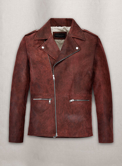 Dark Vintage Red Lewis Hamilton Leather Jacket - LeatherCult