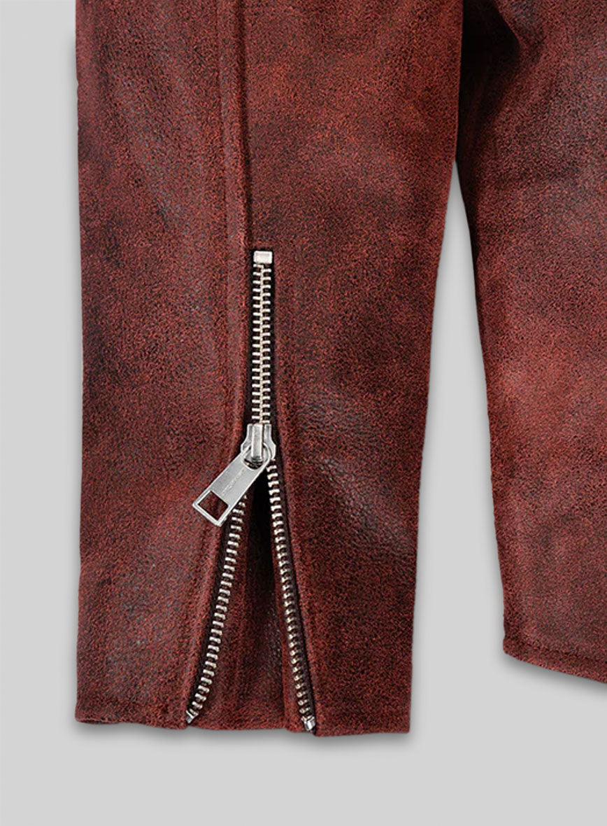 Dark Vintage Red Lewis Hamilton Leather Jacket