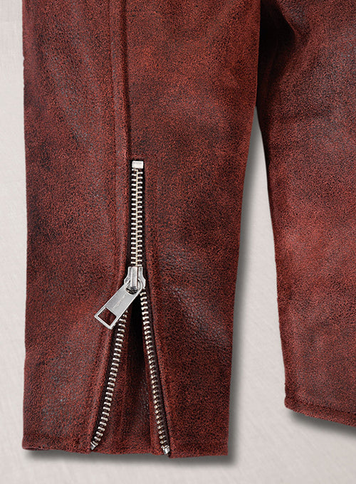 Dark Vintage Red Lewis Hamilton Leather Jacket - LeatherCult