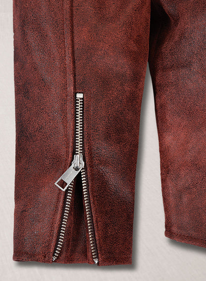 Dark Vintage Red Lewis Hamilton Leather Jacket - LeatherCult