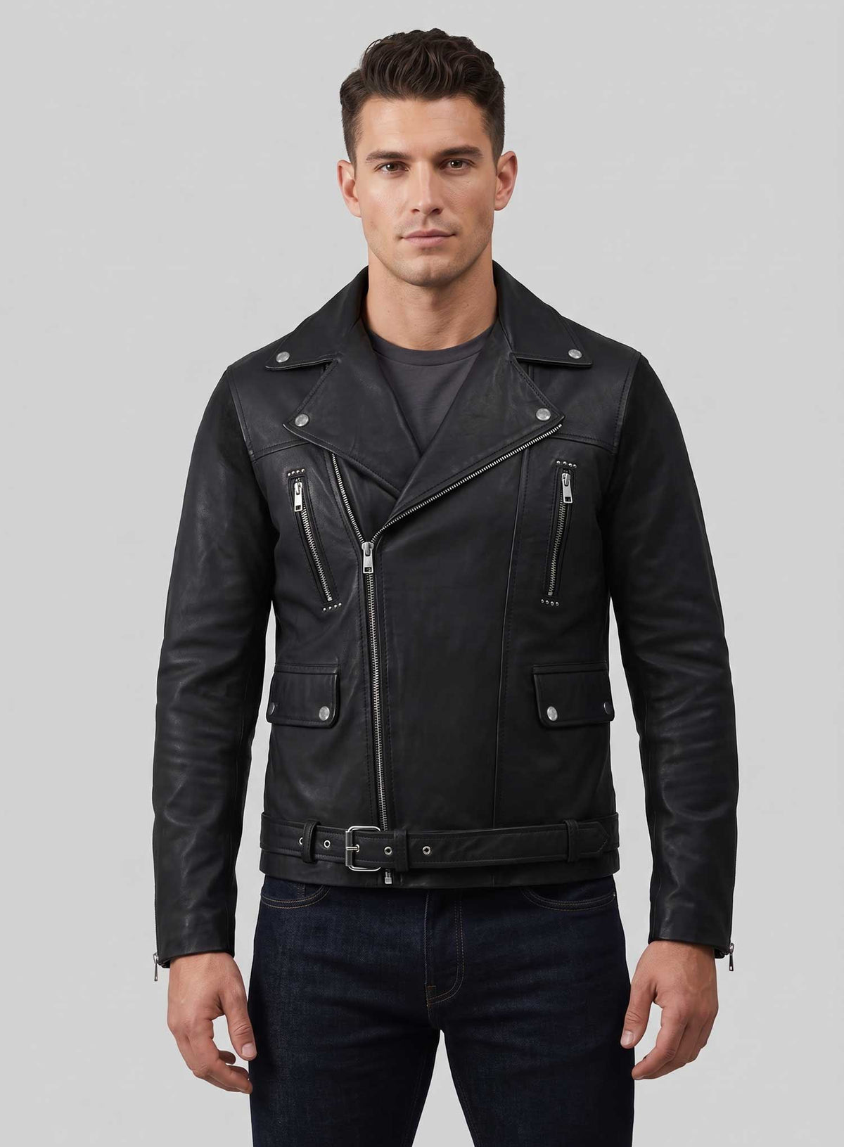 Dauntless Black Biker Leather Jacket