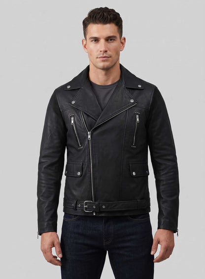 Dauntless Black Biker Leather Jacket