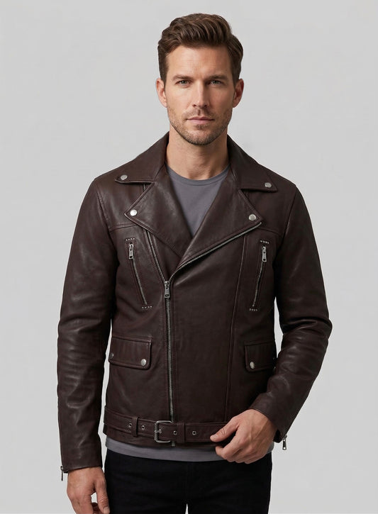 Dauntless Brown Biker Leather Jacket