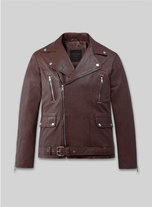 Dauntless Burgundy Biker Leather Jacket