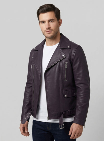 Dauntless Purple Biker Leather Jacket