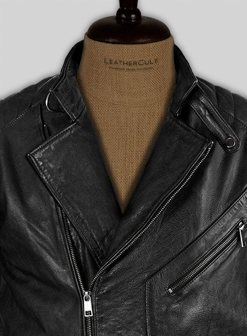 Thick Goat Black Washed & Wax David Leather Jacket