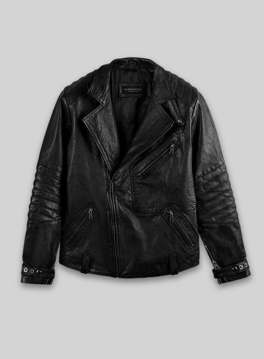 Thick Goat Black Washed & Wax David Leather Jacket