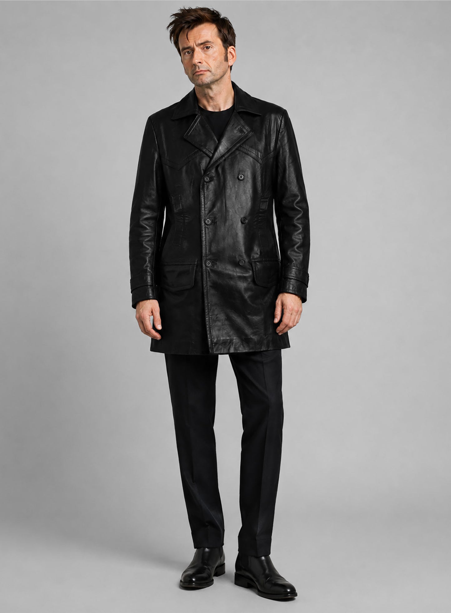 David Tennant Doctor Who Leather Trench Coat