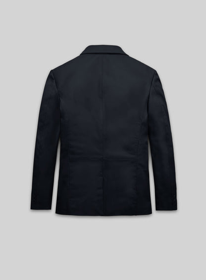 Deep Blue Lambskin Leather Blazer
