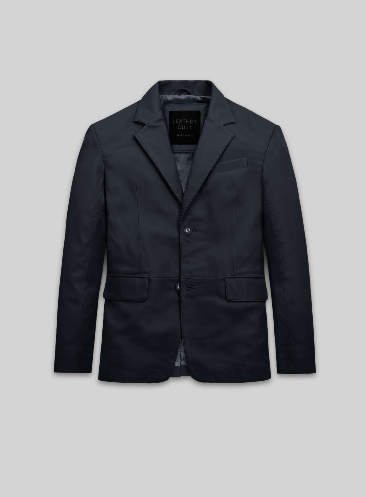 Deep Blue Lambskin Leather Blazer