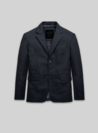 Deep Blue Lambskin Leather Blazer