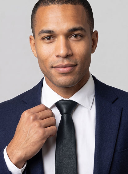 Deep Blue Lambskin Leather Tie