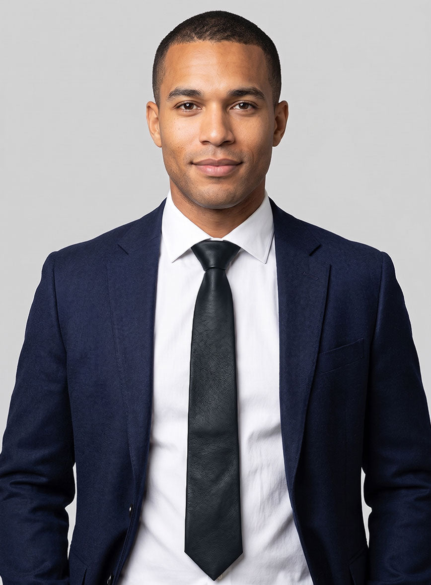 Deep Blue Lambskin Leather Tie
